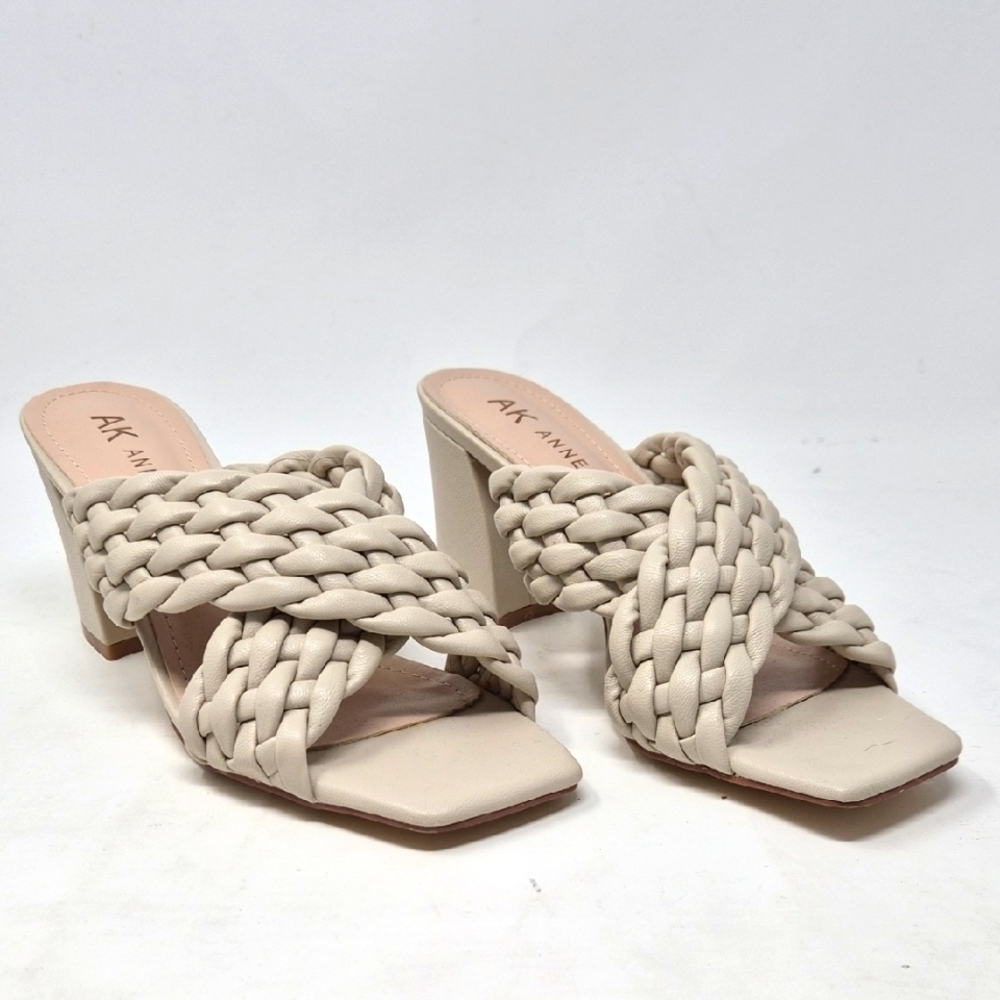 Anne Klein Women's Beige Braided Mules